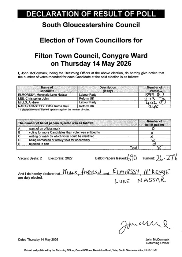 Declaration of Result - MAY26